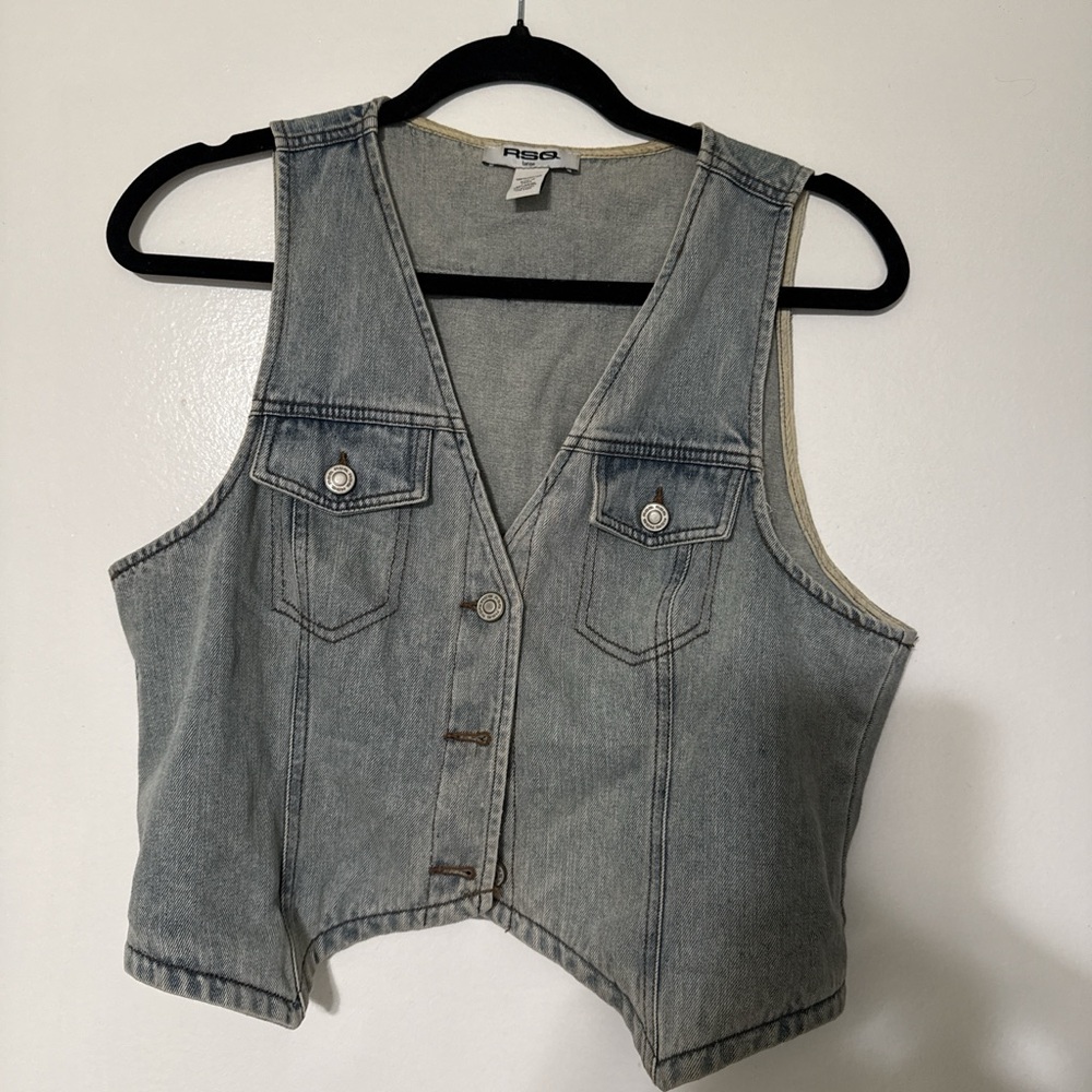 RSQ Denim Vest in Light Blue